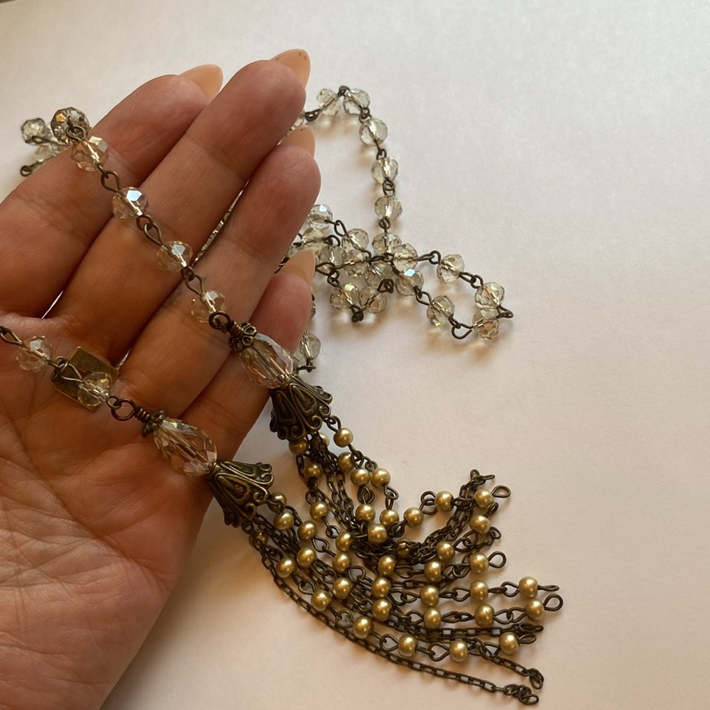 Czech glass + Swarovski Crystal cincture w/ traditional beaded tassels - Picture 6 of 16